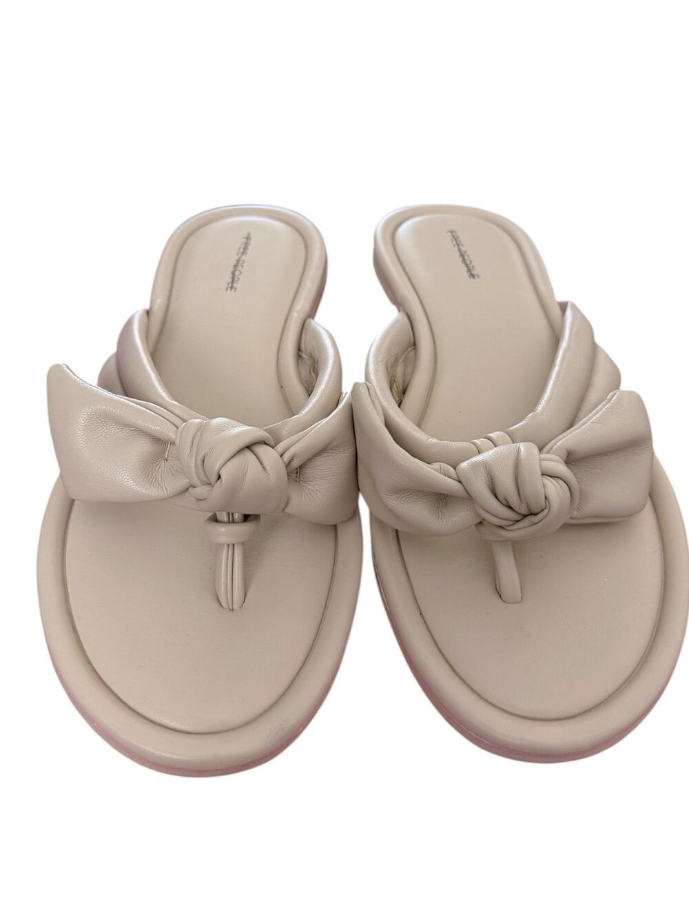 Free People Brynn Bow Sandals Women' 40/10 Cream Neutral Knotted Vegan NEW
